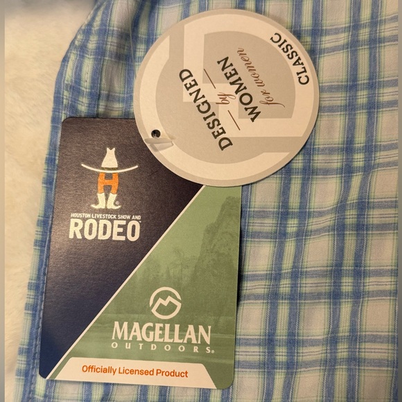Houston Livestock Show & Rodeo Magellan Blue Plaid Pearl Snap Shirt Size Small - Picture 16 of 16